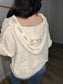 Oversize fit v-neck hooded cable knit chenille sweater SALE